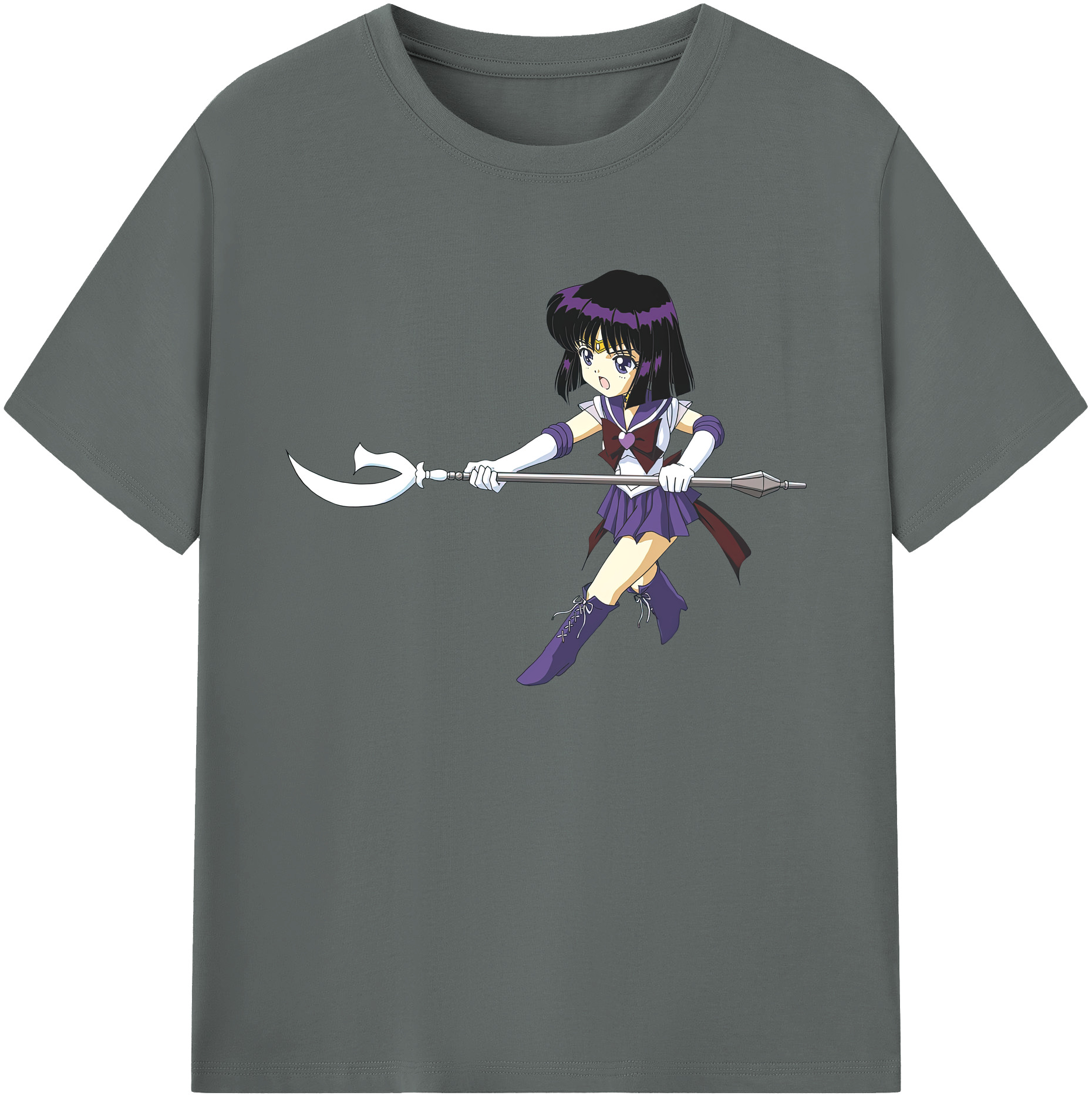 （画像用） 美少女戦士セーラームーン 土萠ほたる Sailor Moon Tomoe Hotaru （セーラーサターン；Sailor Saturn） 綿100％ メンズ半袖Tシャツ｜肌触りやわらか＆通気性